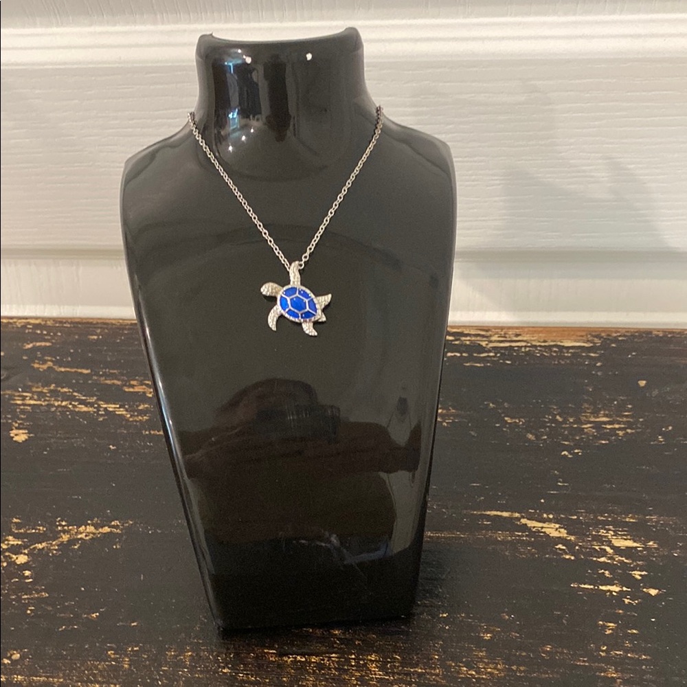 Blue Turtle Pendant Necklace